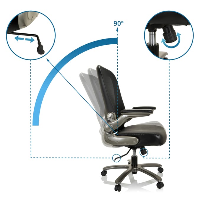 Zware bureaustoel / Bureaustoel INSTRUCTOR T I Titan XXL Netstof / Leder zwart hjh OFFICE