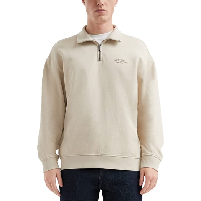 Verbleekte katoen zip sweatshirt met print vooraan QS