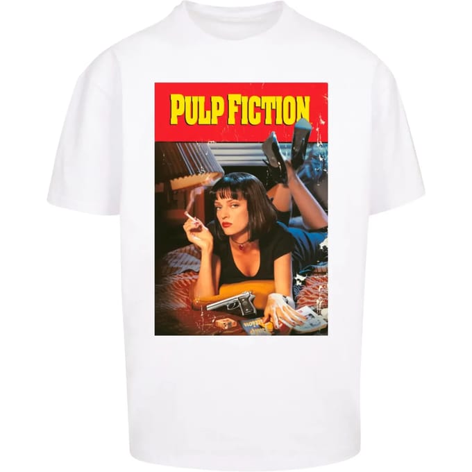 Merchcode Pulp Fiction - Poster Oversize Heren Tshirt - XS - Wit