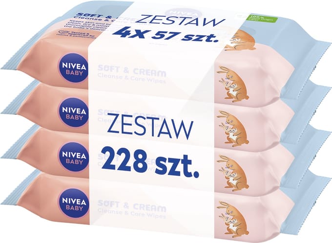 NIVEA NIVEA BABY CHUSTECZKI NAWILŻANE SOFT&CREAM 4X57 SZT.