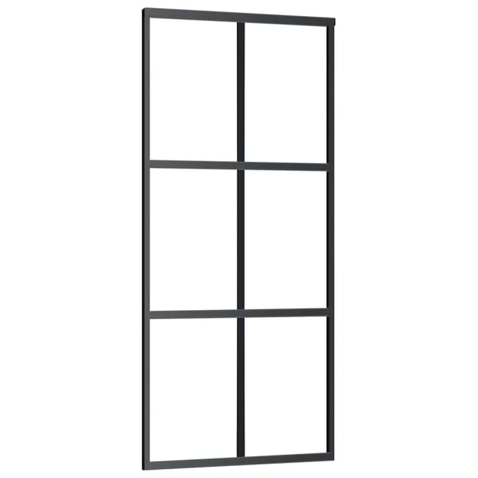 vidaXL - Schuifdeur - 90x205 - cm - ESG-glas - en - aluminium - zwart