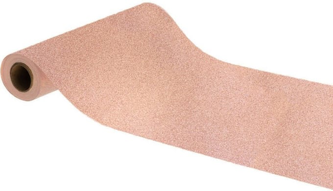 Chaks Tafelloper op rol - 2x - rose gouden glitter - 30 x 500 cm - polyester
