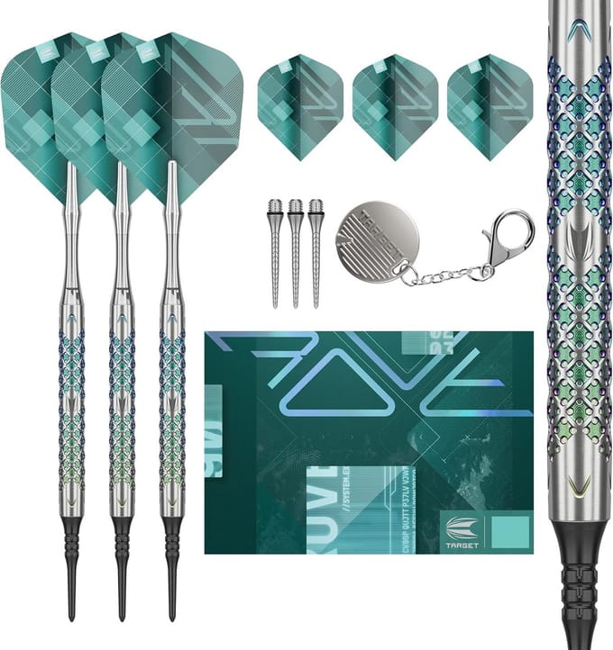 Dartpijlen Set - Soft Tip Pijlen - Precisie Werpen - 90% Tungsten Barrel - 20G - Groen Zilver
