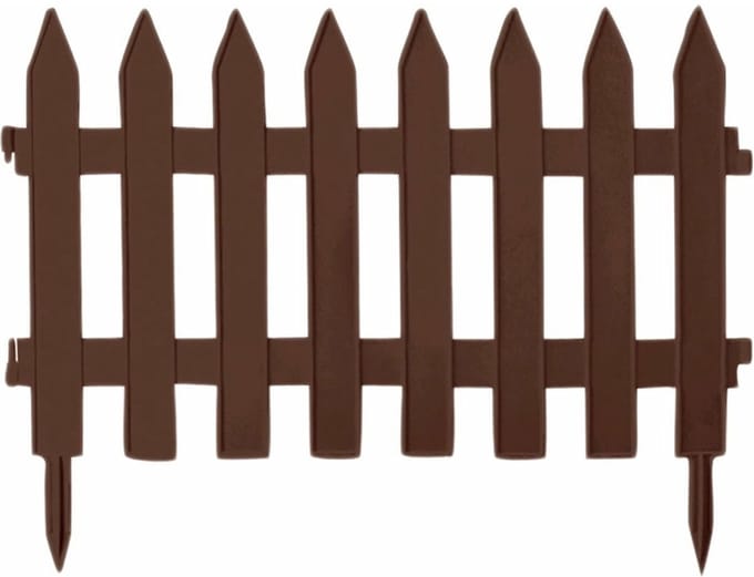 Prosperplast Tuinhekjes - 7x stuks - kunststof - 320 cm - bruin - borderrand - tuinafscheiding