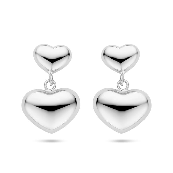 Zilver Gerhodineerd Oorhangers Hartjes 26 Mm 1339304