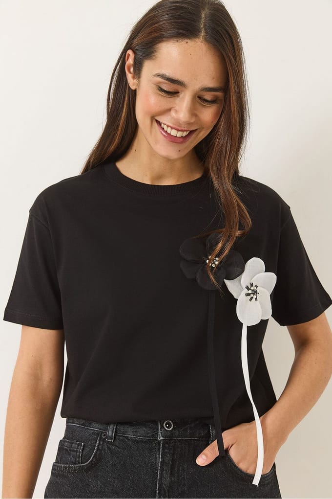 Bloemenprint T-shirt met Korte Mouwen