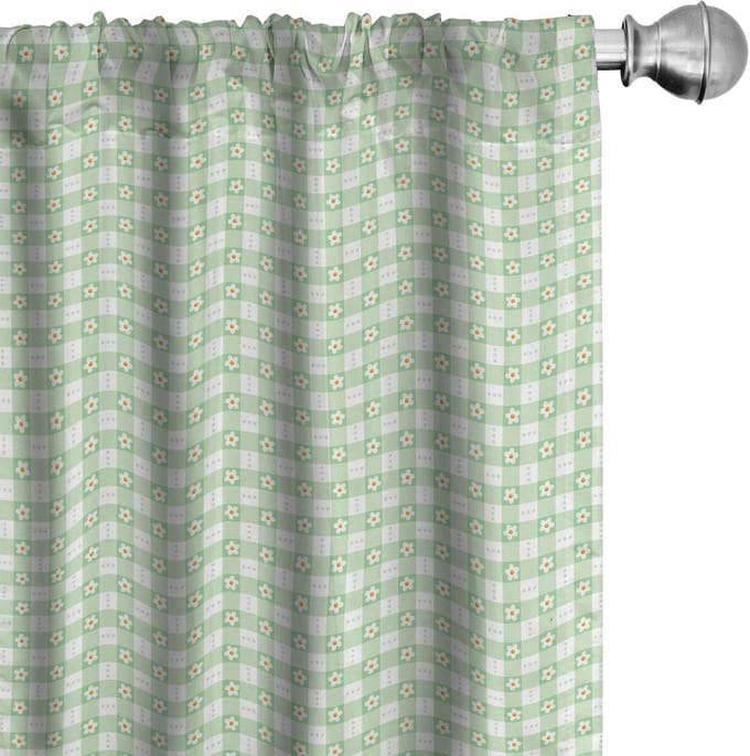 ABAKUHAUS Abstracte Gordijnen – Daisy Bloemen – mintgroen, 2x75x175 cm – microvezel