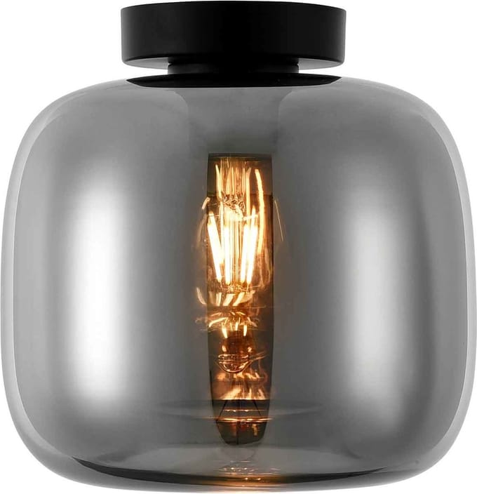 Plafondlamp Artdelight Preston - Ø 24 cm rook glas zwart