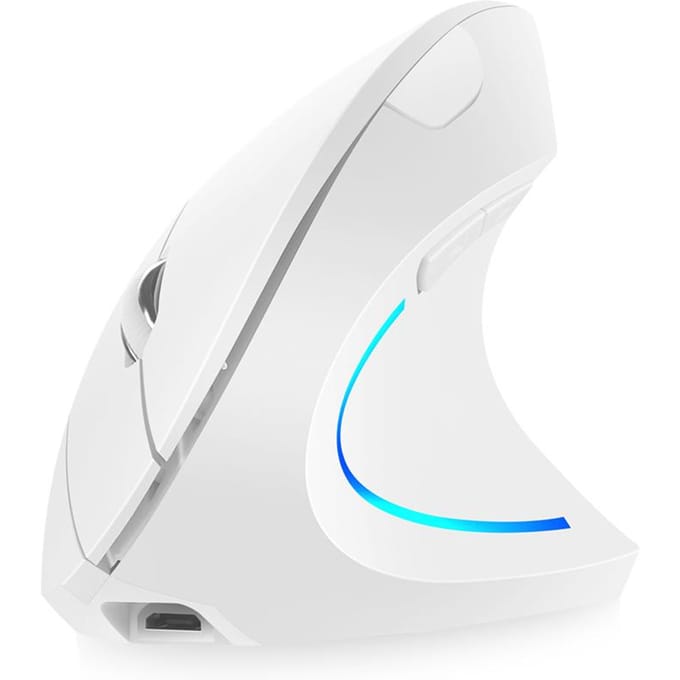 2.4G draadloze verticale muis oplaadbare rechtopstaande ergonomische muis 3 instelbare DPI-niveaus RGB wit
