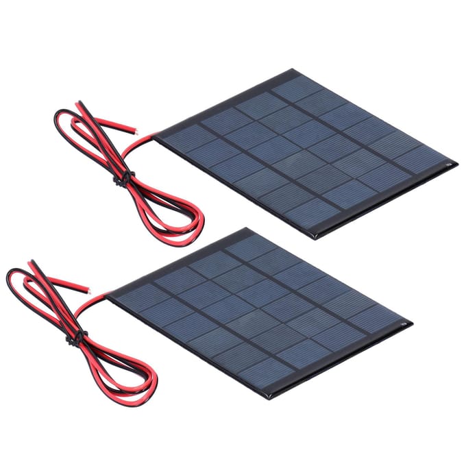 Lot de 2 mini modules d'énergie solaire, panneau époxy avec câble de 100 cm, accessoires électroniques, DC 6 V 2 W gray