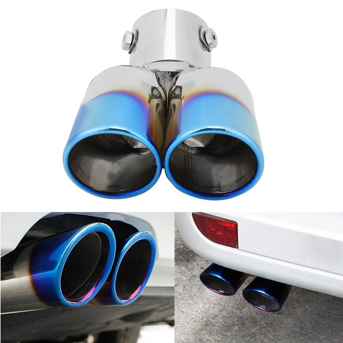 Universele 2.4in RVS Uitlaatpijp Auto Auto Modificatie Accessoire blue