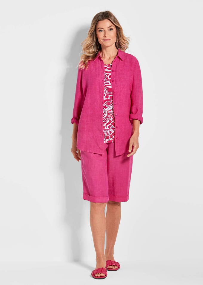 Linnen blouse - pink - Gr. 38 van Goldner Fashion
