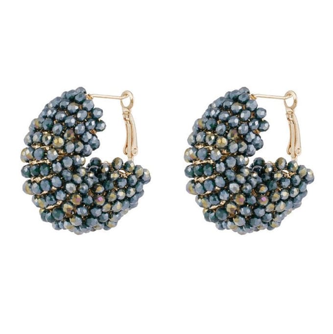 Yehwang Oorbellen Happy Beads goud donkerblauw