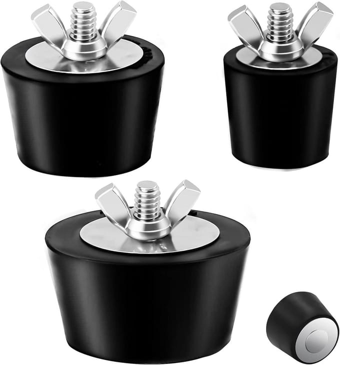 3 Delige Zwembad Afsluiter Set Rubber Pluggen met RVS Schroeven voor Skimmer & Leidingen