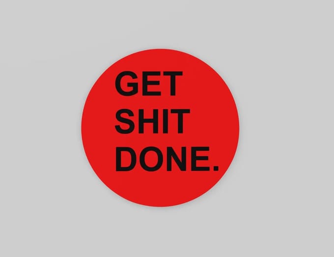 Rond Schilderij - Get Shit Done - Rode achtergrond - Rode Muurcirkel -80 cm