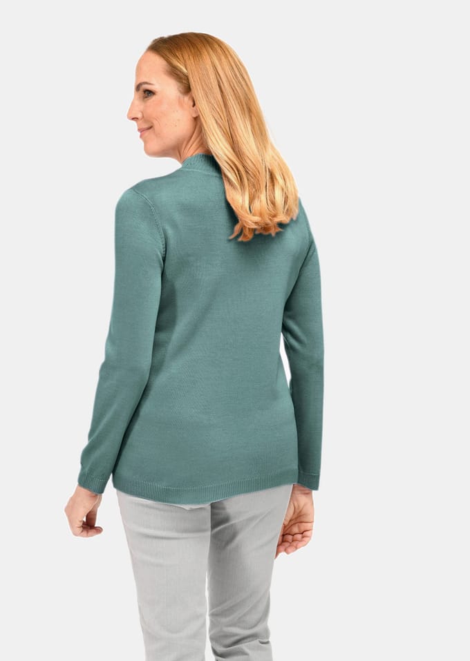 Pullover met opstaande kraag - grijsgroen - Gr. 21 van Goldner Fashion