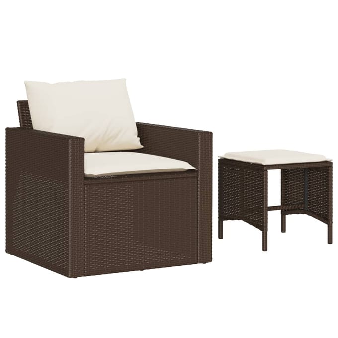 vidaXL - 4-delige - Loungeset - met - kussens - poly - rattan - bruin