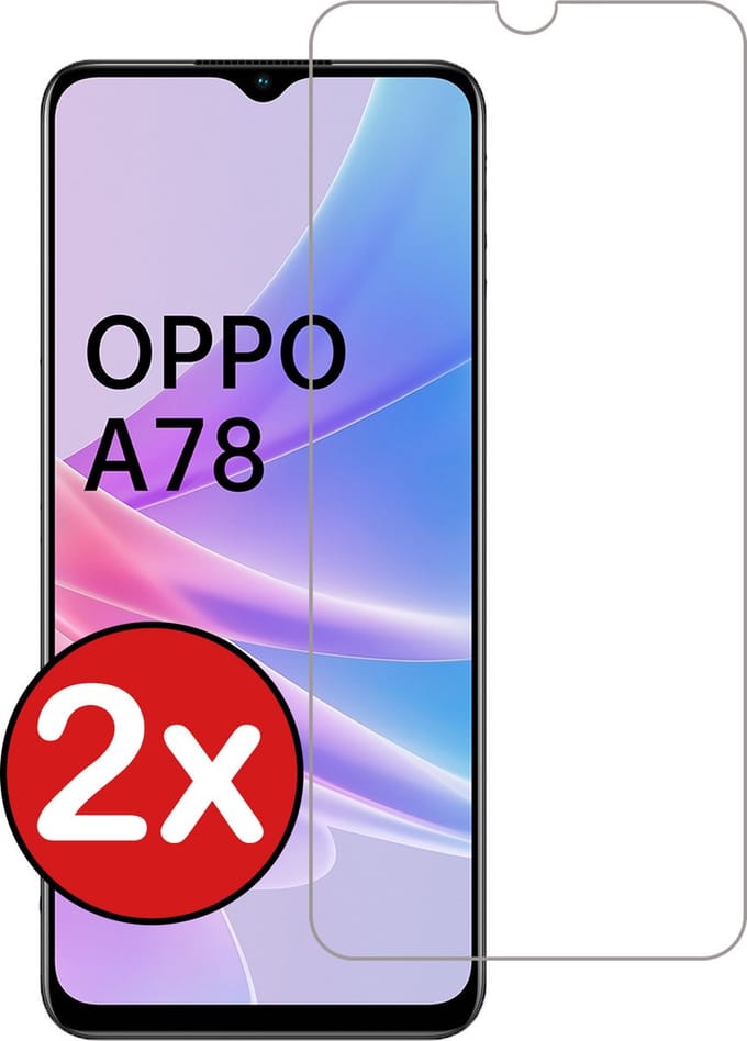 Screenprotector - 2 Stuks - Geschikt voor OPPO A78 5G - Extra Sterk - Beschermglas - Gehard Glas - Tempered Glass - Screen Protector