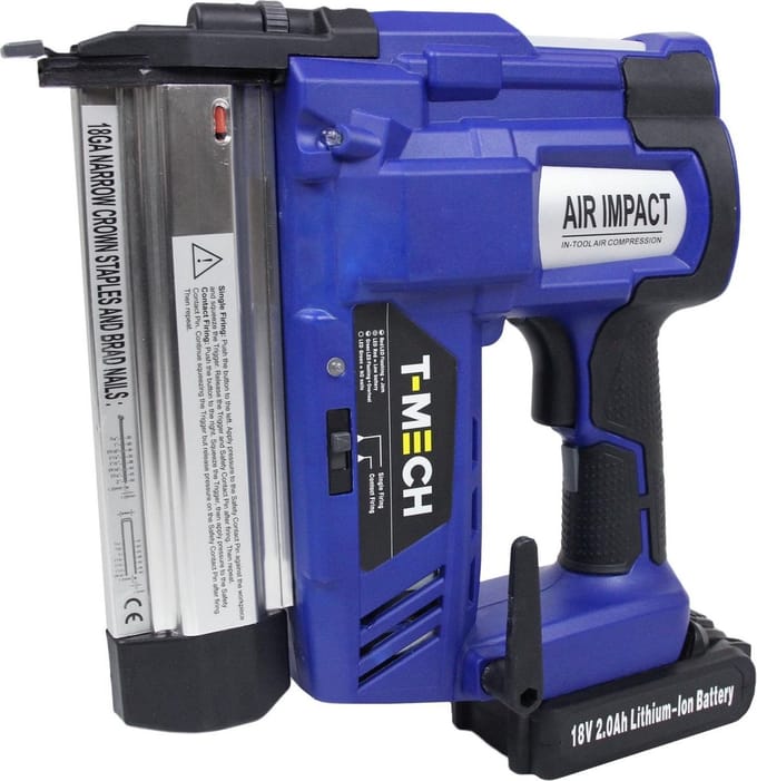 18v accu-/elektrische tacker - zwart - 2,0ah - draadloos 2-in-1
