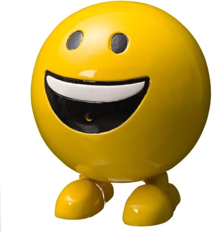 Spuitfiguur Be Happy polystone geel H29 x diameter 25 cm