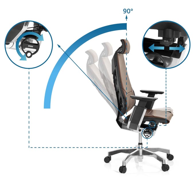 GENIDIA PRO | Leder - High end bureaustoel Bruin / Zwart