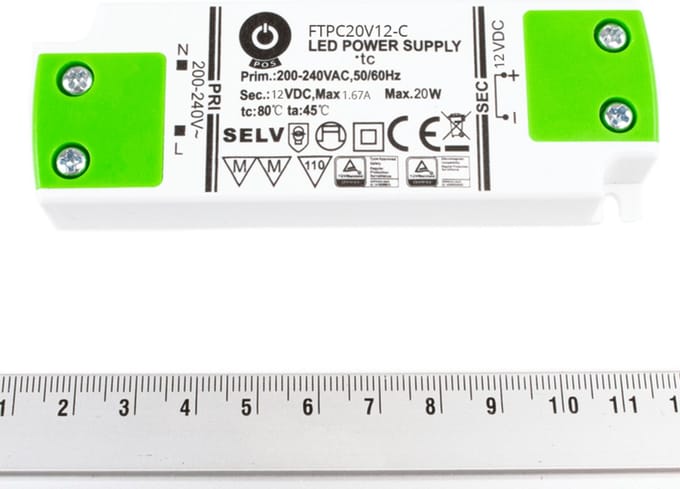 POS Power - Compacte LED driver - Professionele transformator 20W - 12 Volt