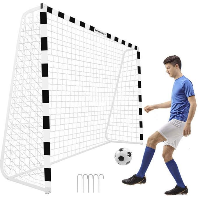 Springos Voetbaldoel | Staal | Voetbal | Trainen | 300 x 200 | Zwart/Wit
