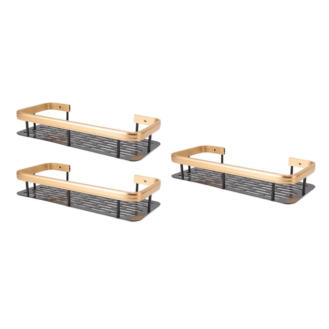 Étagère de Rangement de Douche 3 Étages Rectangle Sans Perçage Aluminium Panier Étagère de Douche pour Maison Salle de Bain