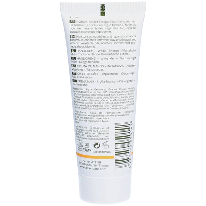 Cattier Hand Cream - White Clay & Vegetable Oils 75 Huidcrème