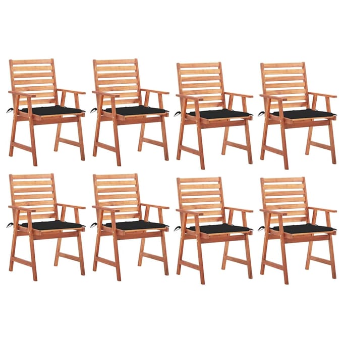 vidaXL - Tuinstoelen - 8 - st - met - kussens - massief - acaciahout