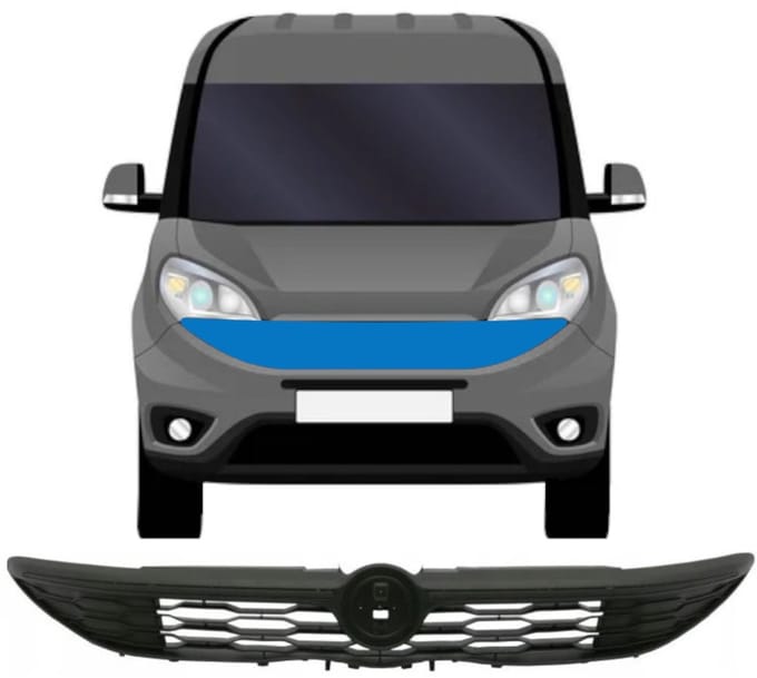 Zwarte grill voor Fiat Doblo 2010-2022