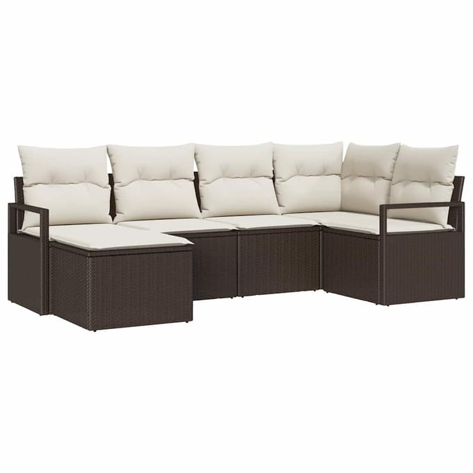 vidaXL Bankstel 6 st Bruin poly rattan