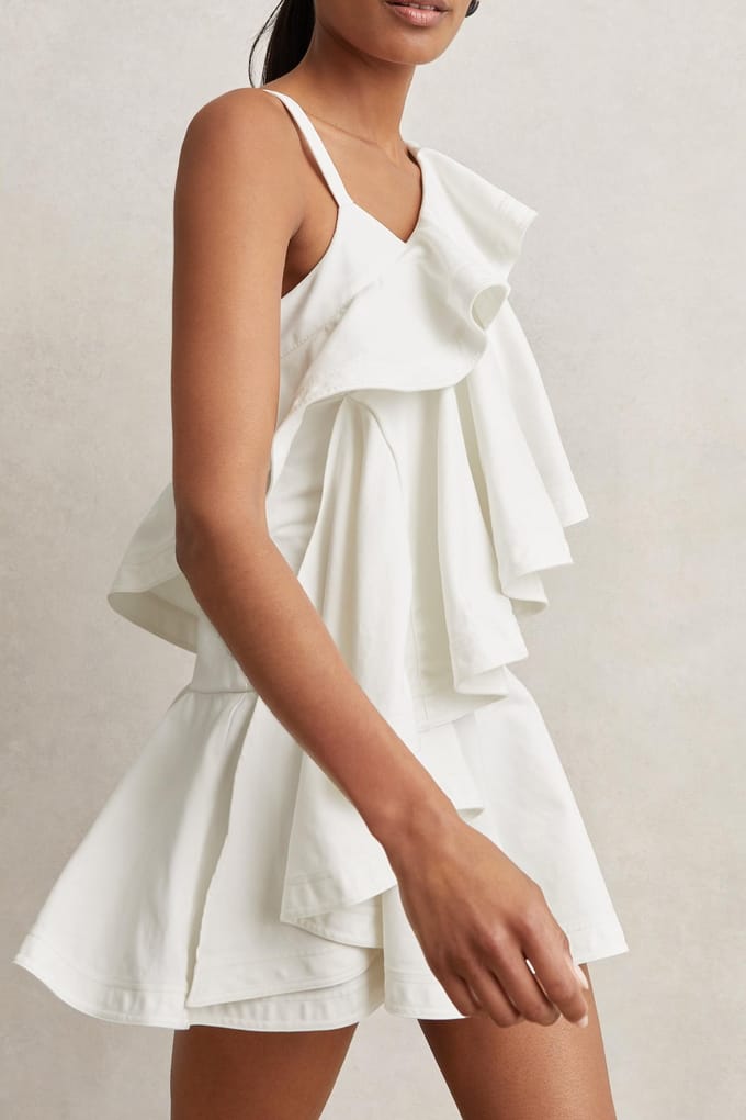 Reiss Short Ruffle Dress Ivory Taglia: 16 | Abiti Mini Outlet | Donna | Bianco