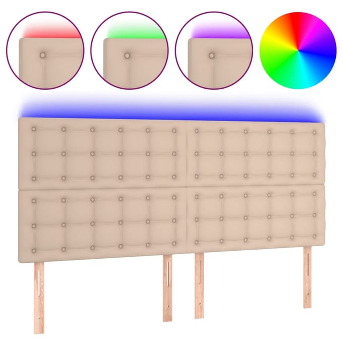 vidaXL - Hoofdbord - LED - 160x5x118/128 - cm - kunstleer - cappuccinokleurig
