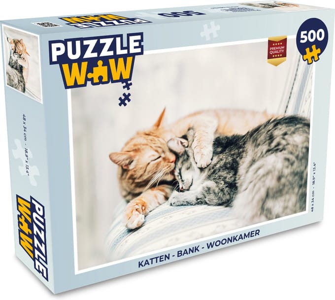 Puzzel Katten - Bank - Woonkamer - Legpuzzel - Puzzel 500 stukjes