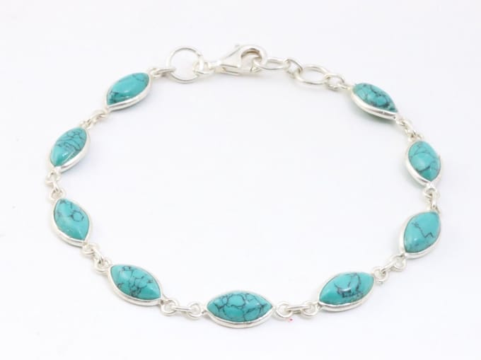 Fijne zilveren armband met turkoois