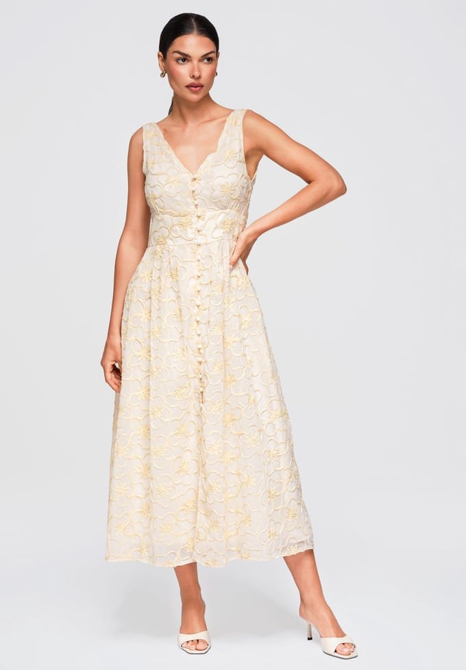 LARICA Jurk - Regular Fit - Mouwloos - Geen Sluiting Beige M