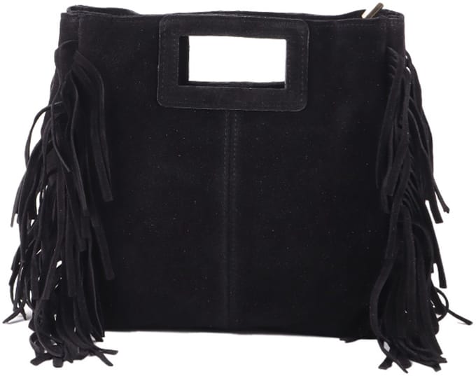 Giuliano lederen schodertas Odette - Suede - Made in Italy - Zwart