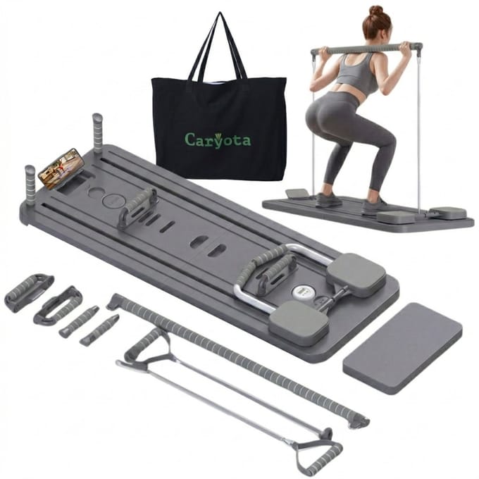 Caryota Pilates Board - Reformer Voor Home Workout - Inklapbare Buikspiertrainer - Timer + Opbergtas