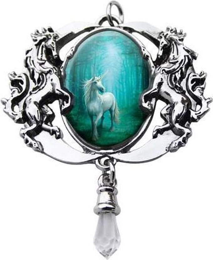 Anne Stokes Cameo Pendant Forest Unicorn