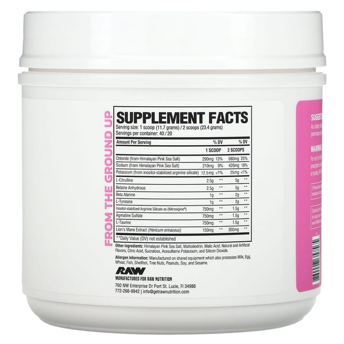 Raw Nutrition, Pump, non-irritant, pastèque, 470g (16.57oz)