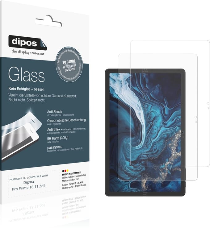 dipos – 2x Matte Pantserfolie geschikt voor Digma Pro Prime 18 11 Zoll | 9H Screenprotector