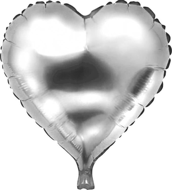 Haza Original Folieballon Hartvormig Zilver 46 X 49 Cm