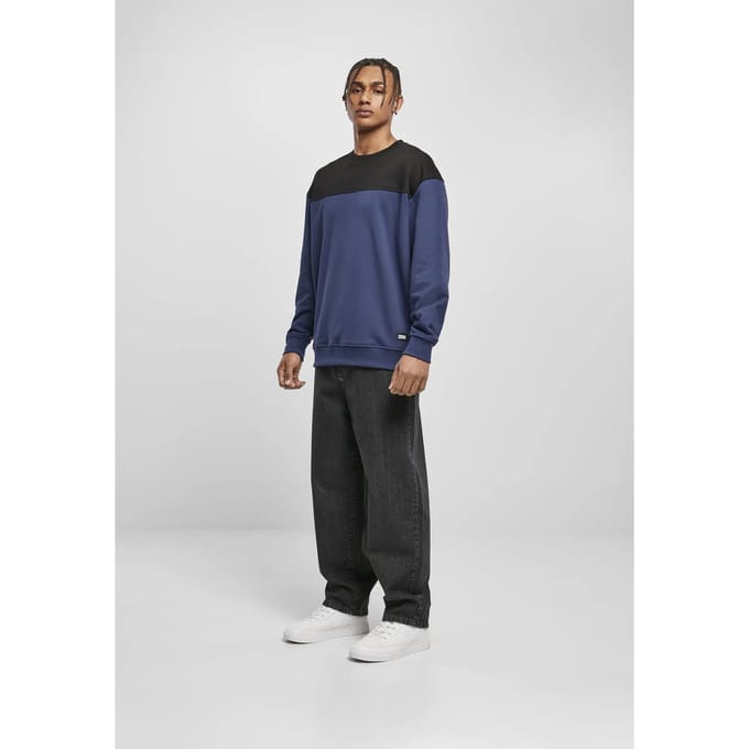 Urban Classics - Upper Block Crewneck sweater/trui - M - Blauw/Zwart