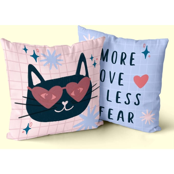 Set van 2 kussenhoezen Meow Love | Aware
