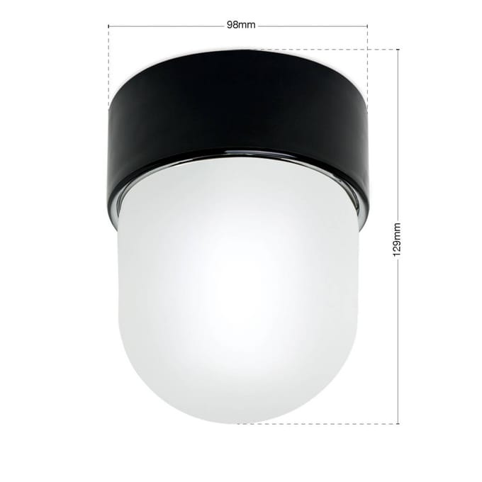 ORION Plafondlamp Ostia, zwart, keramiek, satijnglazen kap, E27