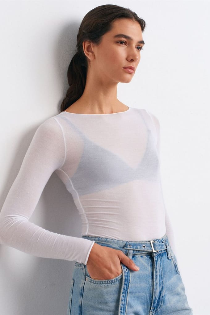Slim Fit Bootneck Lange Mouw Gebreide Blouse