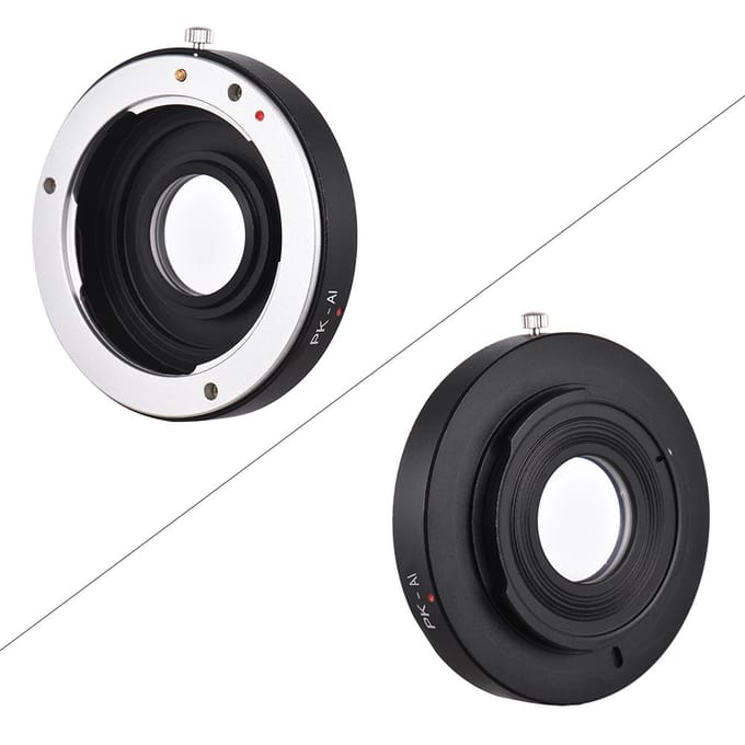 PK-AI lensvattingadapterring met optisch glas voor Pentax K-vattinglens passend voor Nikon black