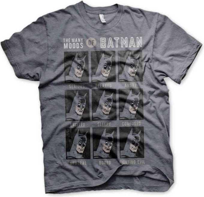 DC Comics Batman Heren Tshirt -S- The Many Moods Of Batman Grijs