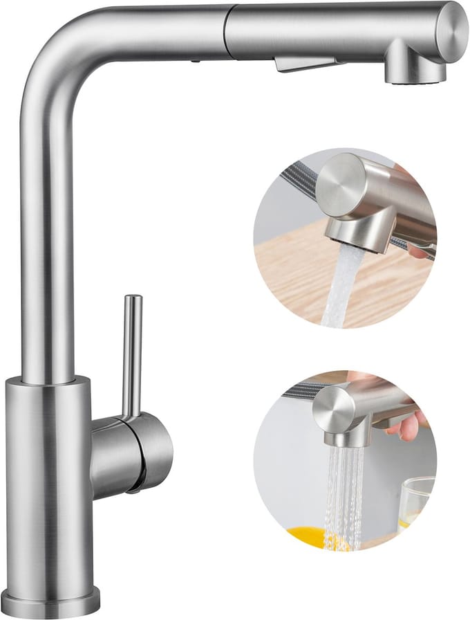CECIPA max Keukenkraan met Uittrekbare Uitloop - Keukenmengkraan - Handdouche - Uittrekbaar - 2 straalsoorten - Zilver